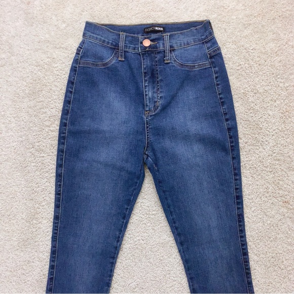 FASHION NOVA Blue Jean Denim High Waist Skinny Jeans Pants Size 7 - Picture 3 of 9